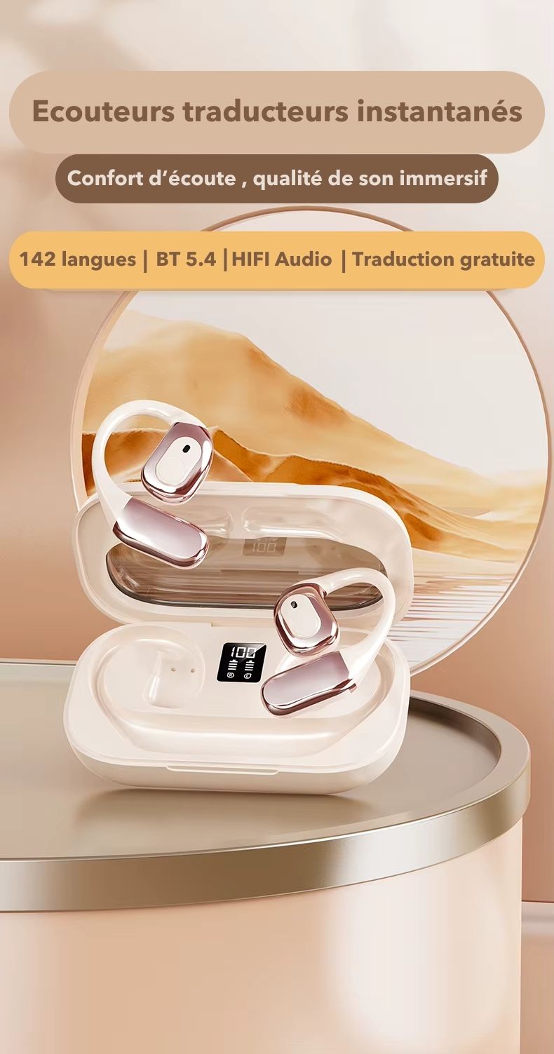 Écouteurs Traducteurs Instantanés Multilingues - 142 Langues